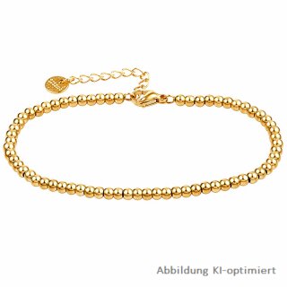 Goldfarbenes Edelstahl Kugelarmband 3 mm mit Verlängerung 16+3cm
