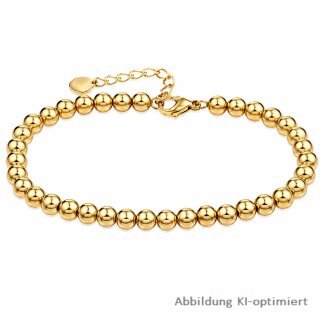 Goldfarbenes Edelstahl Kugelarmband 5 mm mit Verlängerung 16+3cm