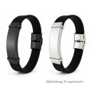 Schwarzes Kunstlederarmband mit polierter...