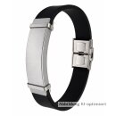 Schwarzes Kunstlederarmband mit polierter...