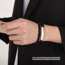 Herrenarmband aus schwarzem Kunstleder mit polierten...