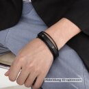 Herrenarmband aus schwarzem Kunstleder mit polierten...
