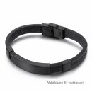 Schwarzes Kunstlederarmband mit PVD-beschichteten...