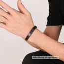 Schwarzes Kunstlederarmband mit PVD-beschichteten...