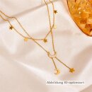 Zweireihige Halskette aus goldfarbigem Edelstahl PVD mit...