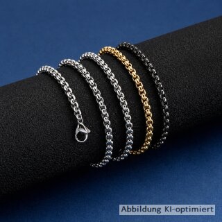Kette aus poliertem Edelstahl, ca. 50 cm lang und 2 mm stark mit Karabinerverschluss
