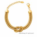 Vergoldetes Edelstahl-Armband mit Knoten-Design, flacher...
