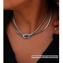 Silberfarbenes Edelstahl-Collier mit Knoten-Design,...