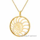 Goldfarbene Edelstahlkette mit rundem...