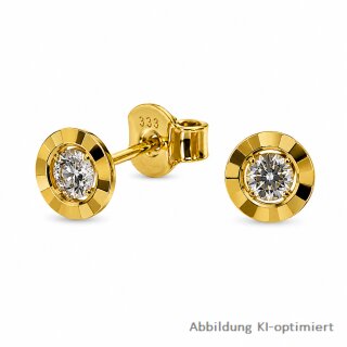 Ohrstecker Gold 333 mit Zirkonia – polierte und diamantierte Goldohrstecker ca. 6 mm