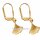 Ohrpendel Ginkgo Gold 333 Gelbgold mit Bügelverschluss – gemusterte Damen Ohrhänger ca. 25 mm