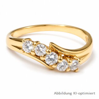 Damenring Gold 333 mit 5 Zirkonia – polierter Goldring Ringweite 53