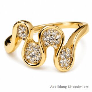 Damenring Gold 375 mit 10 Brillanten – polierter Goldring Ringweite 54