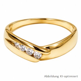 Damenring aus 333 Gold poliert mit 4 Zirkonia Ringweite 64