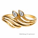 Damenring aus 333 Gold poliert mit zwei Zirkonia...
