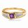 Bicolor Damenring aus 585 Gelbgold mit Amethyst und 4 Diamanten Ringweite 58