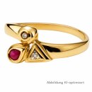 Damenring aus poliertem Gold 585 mit Rubin und 2...