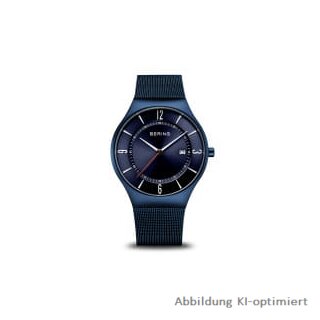 Bering Herrenuhr Tag Datum Sunray blau  Edelstahl Matt Saphirglas 3 ATM 15940-393