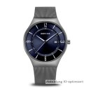Bering Herrenuhr Tag Datum Sunray grau  Edelstahl Matt...