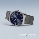 Bering Herrenuhr Tag Datum Sunray grau  Edelstahl Matt...