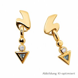 Hängende Ohrstecker aus Gold 333 mit weißen und hellblauen Zirkonia