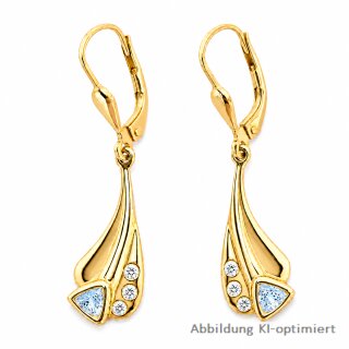 Ohrpendel aus Gold 333 mit weißen und hellblauen Zirkonia
