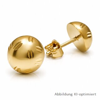 Halbkugel-Ohrstecker mit Muster aus Gold 585 – ca. 9 mm