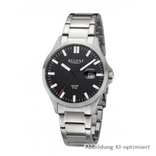 Regent Herrenuhr BA-794 – klassischer Edelstahl-Zeitmesser mit Saphirglas