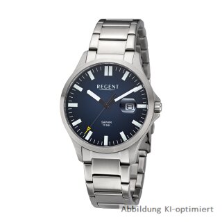 Regent Herrenuhr – sportlich-elegante Edelstahluhr mit Saphirglas und Datumsanzeige