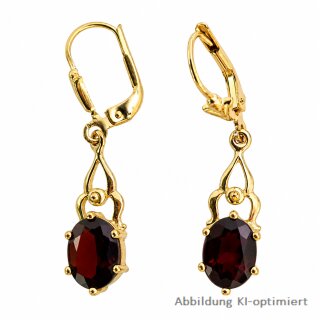 Granat-Ohrpendel aus 333 Gelbgold – oval facettiert