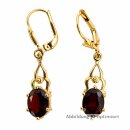 Granat-Ohrpendel aus 333 Gelbgold – oval facettiert