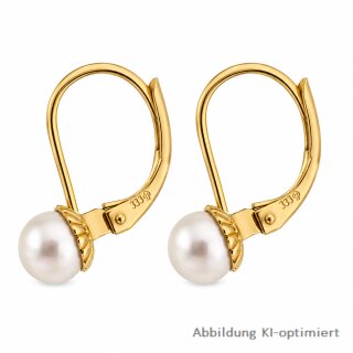 Ohrringe aus 333 Gelbgold mit Akoya-Zuchtperlen – ca. 5,5–6 mm