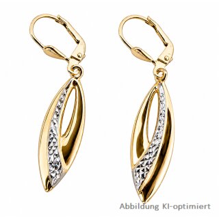 Zweifarbige Ohrpendel aus 925 Sterling-Silber – teilvergoldet mit Brillantschliff