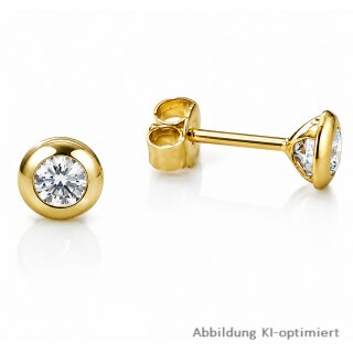 Ohrstecker 585 Gelbgold mit Zirkonia – klassisch rund 5mm