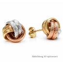 Dreifarbige Knoten-Ohrstecker 585 Gold – ca. 11 x...