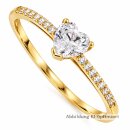 Damenring Gold 333 mit Herz-Zirkonia und Steinbesatz