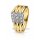 Damenring 585 Gelbgold mit Diamanten – dreiteiliges Design, Ringkopf ca. 12 mm Ringweite 53