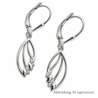Ohrpendel 925 Sterling-Silber rhodiniert mit Zirkonia – ca. 33 x 7 mm
