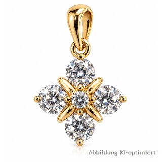 Kettenanhänger 925 Sterling Silber vergoldet mit Zirkonia – ca. 19 × 12 mm