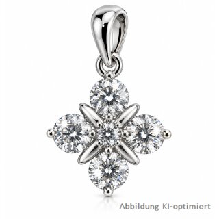 Kettenanhänger 925 Sterling Silber rhodiniert mit Zirkonia – ca. 19 × 12 mm