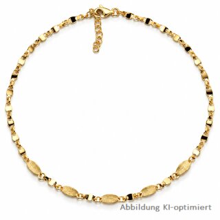 Damen Collier 925 Sterling Silber vergoldet – Fantasiemuster mattiert & poliert, ca. 43–45 cm