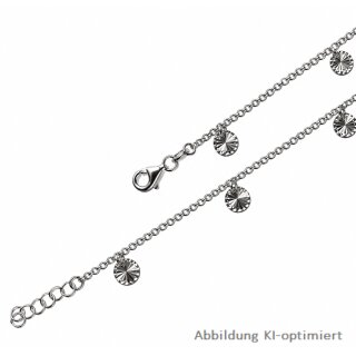 925 Sterling Silber Armband mit Brillantschliff-Plättchen – 18 + 2 cm