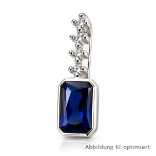 Gleiter-Anhänger aus 925 Sterling-Silber mit safirblauem und weißen Zirkonia