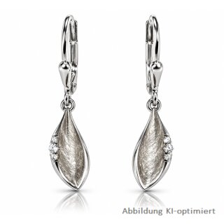 Elegante Ohrpendel aus 925 Sterling Silber mit Zirkonia – mattiert & poliert