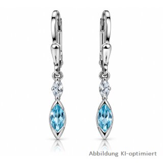 Elegante Ohrpendel aus 925 Sterling-Silber mit hellblauen Zirkonia – 18 x 3 mm