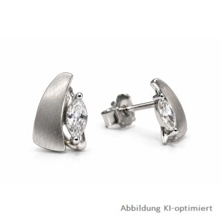 Ohrstecker 925 Sterling-Silber mit Zirkonia – gebürstet & poliert