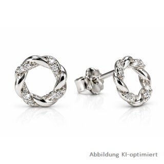 Gedrehte Ohrstecker 925 Sterling-Silber mit Zirkonia – ca. 6 mm