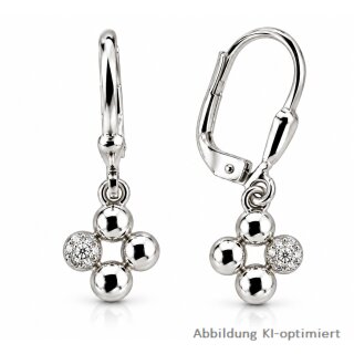 Ohrpendel 925 Sterling-Silber mit Zirkonia – Kugel-Design