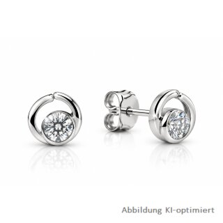 Kleine Silber-Ohrstecker mit Zirkonia – 925 Sterling-Silber rhodiniert