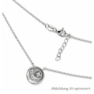 Elegante Halskette aus rhodiniertem 925 Sterling Silber mit Schmuckelement und Zirkonia